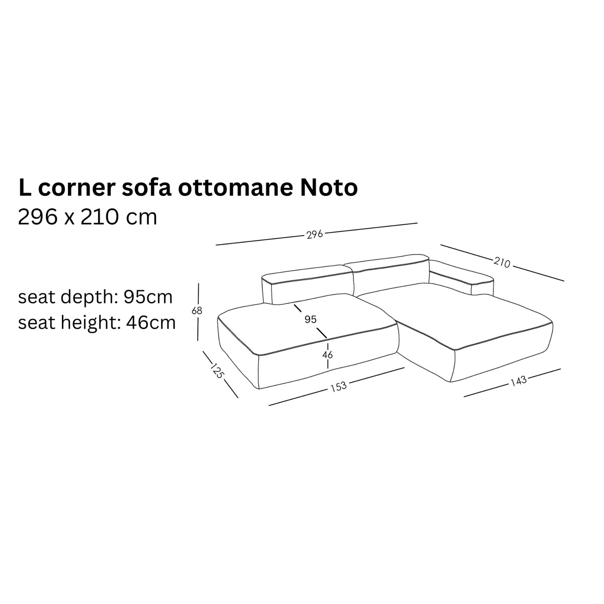 Modular L Corner Sofa Ottomane Noto