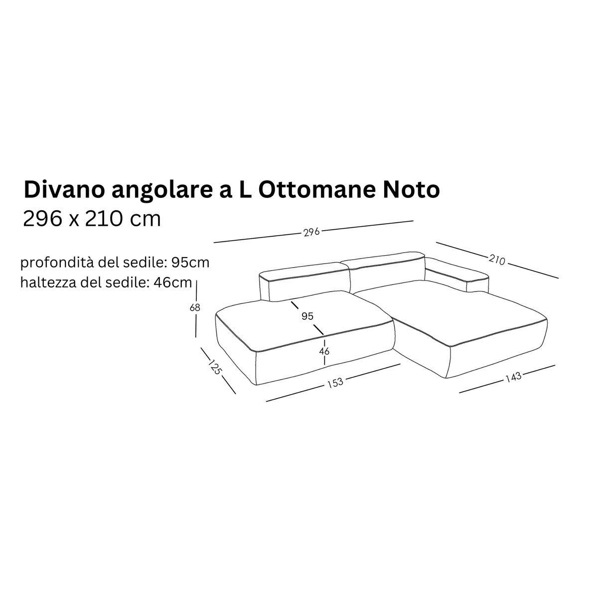 Divano angolare modulare a L Ottomane Noto