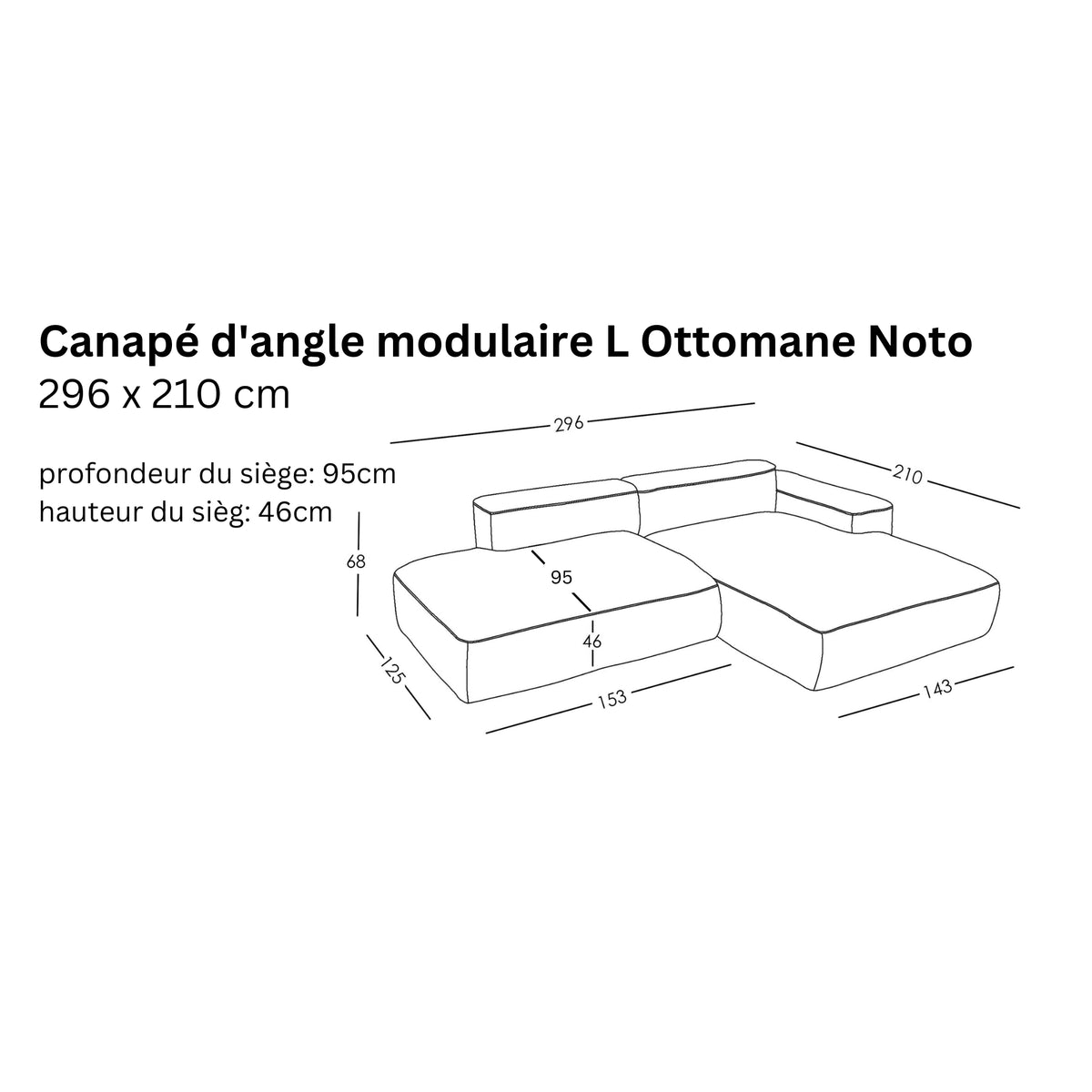 Canapé d'angle modulaire L Ottomane Noto