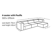 Modular Sofa Sewilla (4-seater) with Pouffe