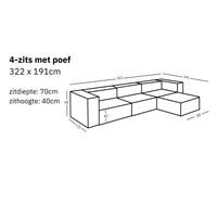 Modulaire bank Sewilla (4-zits) met poef