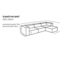 Divano modulare Sewilla (4 posti) con pouf