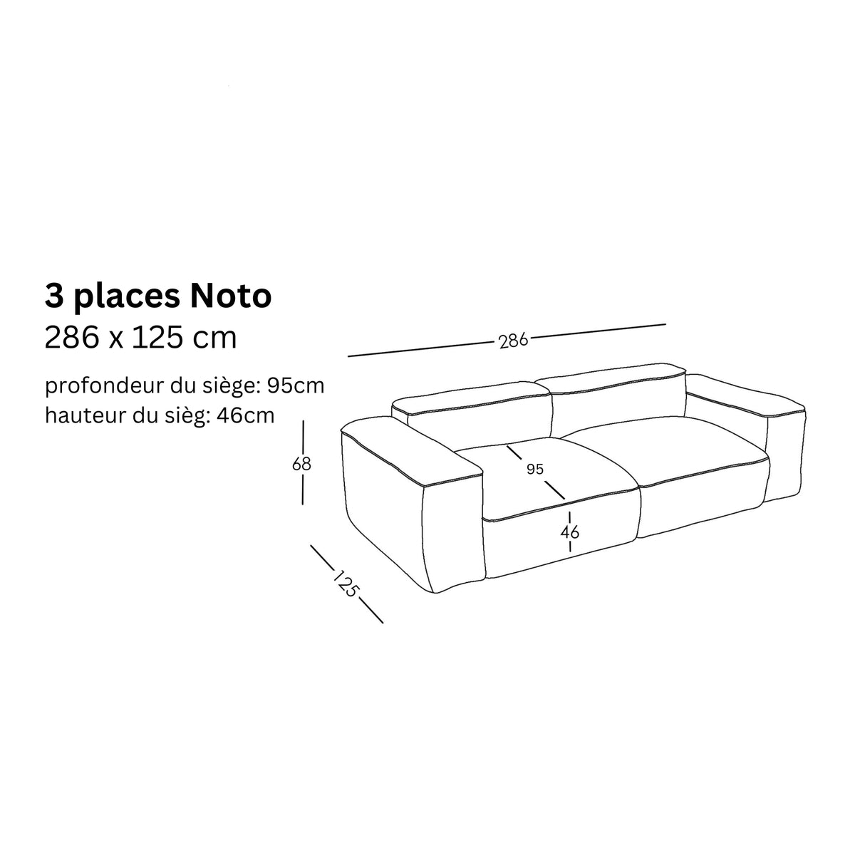Canapé modulaire Noto (3 places)