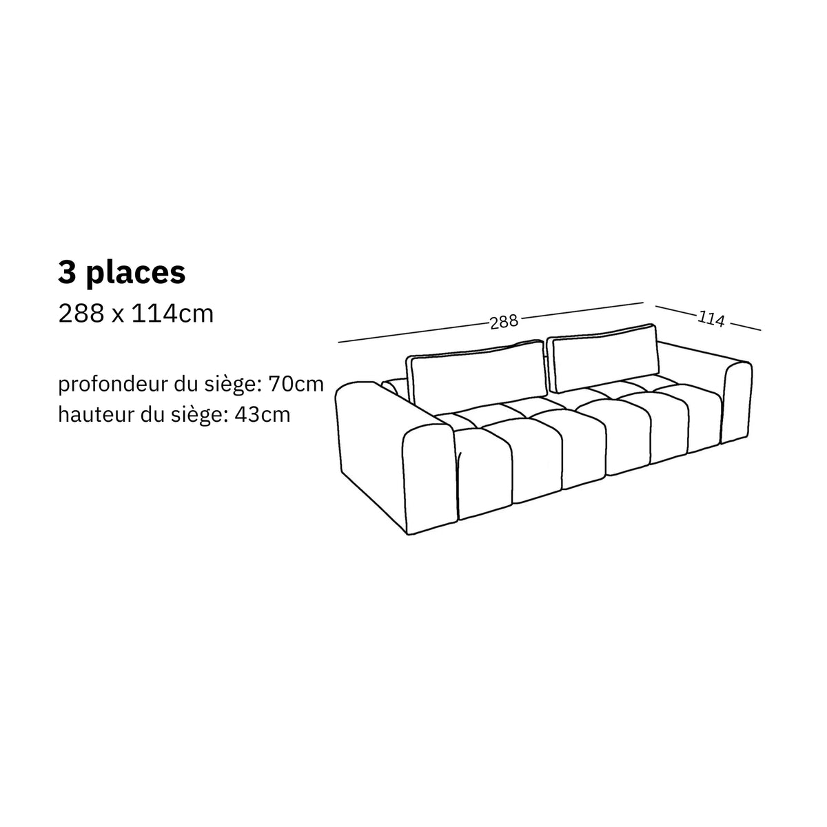 Canapé modulaire Comora (3 places)