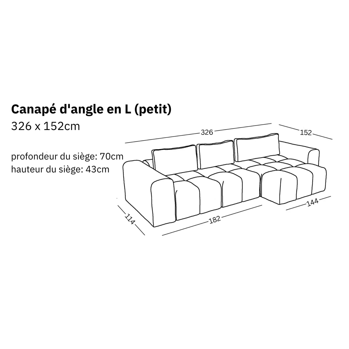 Canapé d'angle modulable en L (petit) Comora