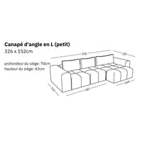 Canapé d'angle modulable en L (petit) Comora