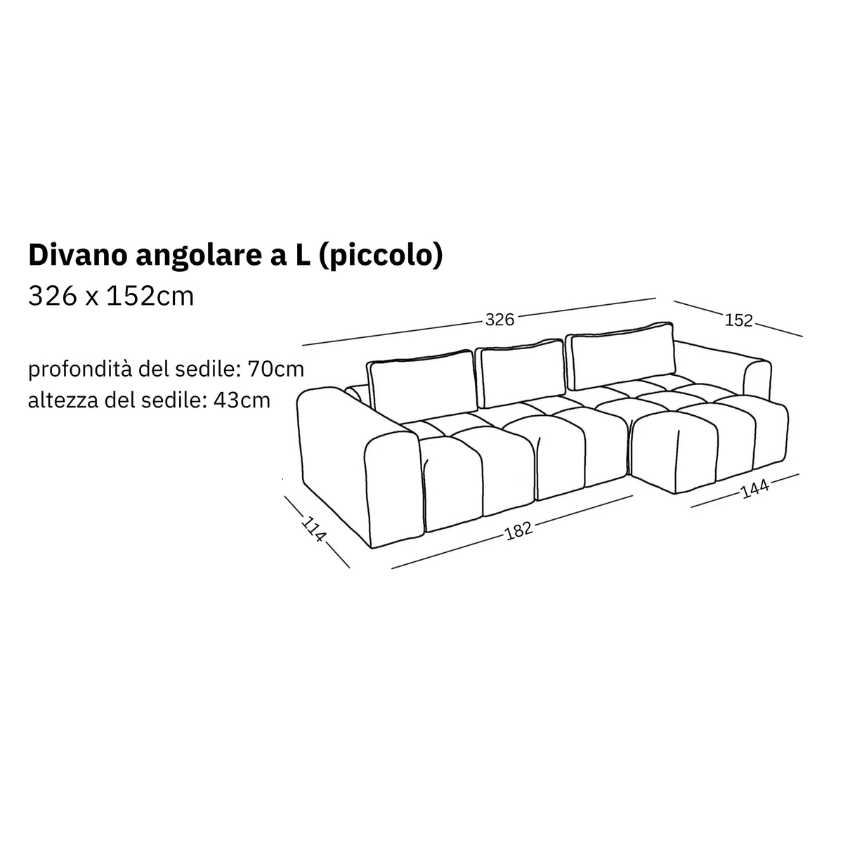 Divano angolare modulare a L (piccolo) Comora
