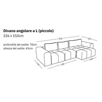 Divano angolare modulare a L (piccolo) Comora