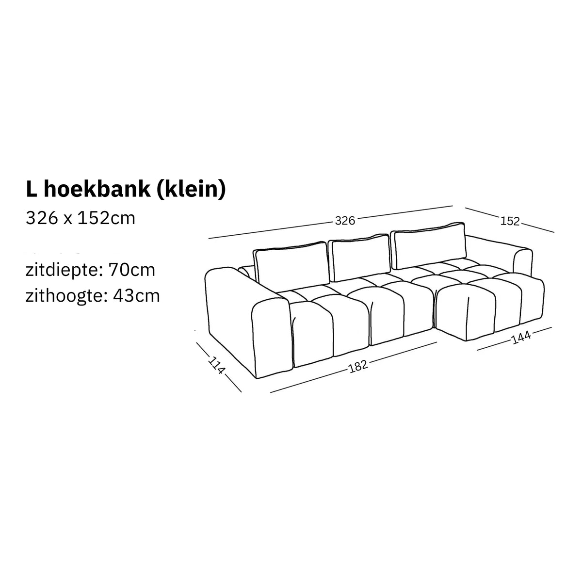 Modulaire L hoekbank (klein) Comora