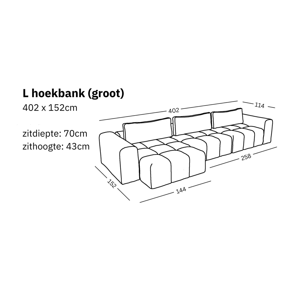Modulaire L hoekbank (groot) Comora