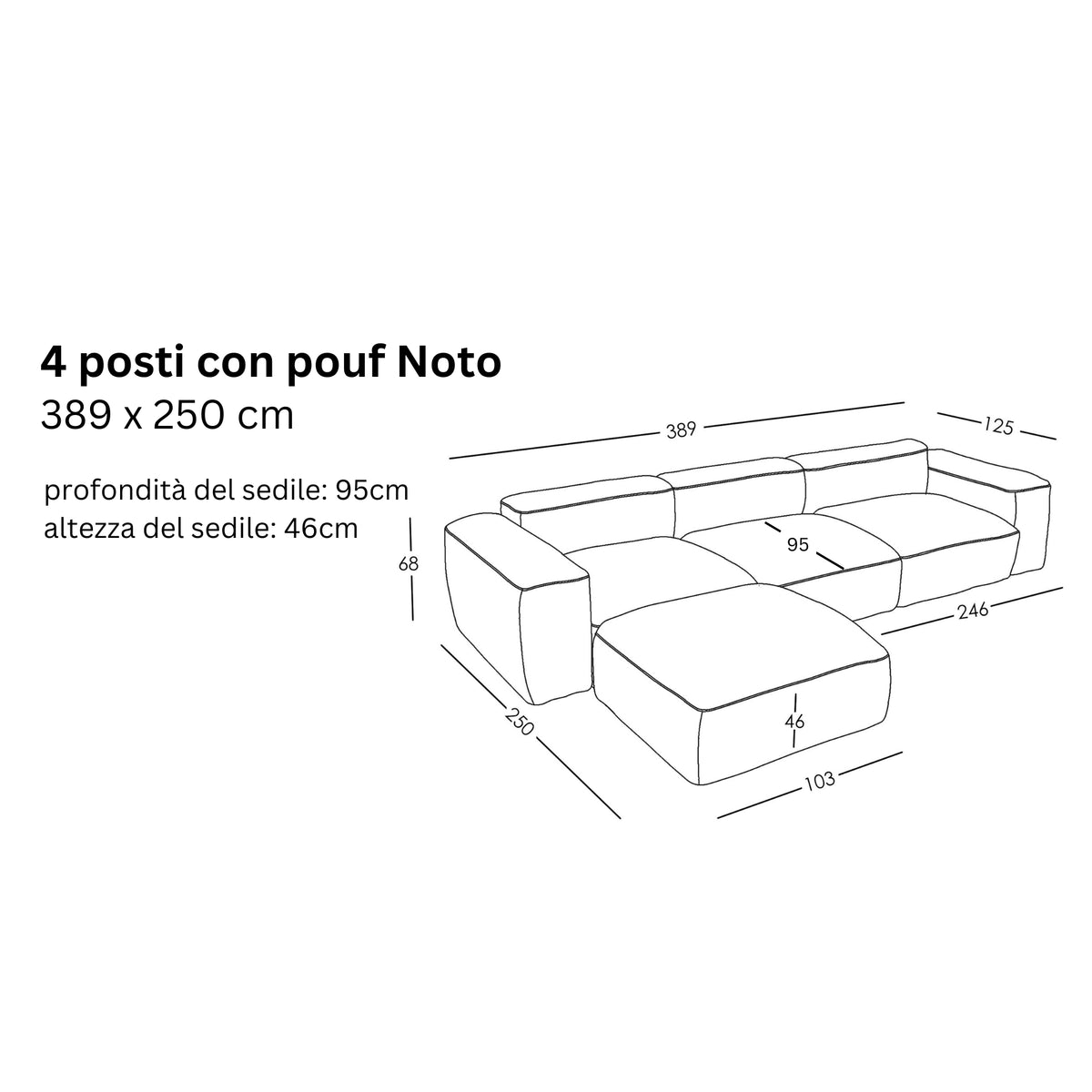 Divano modulare Noto (4 posti) con pouf