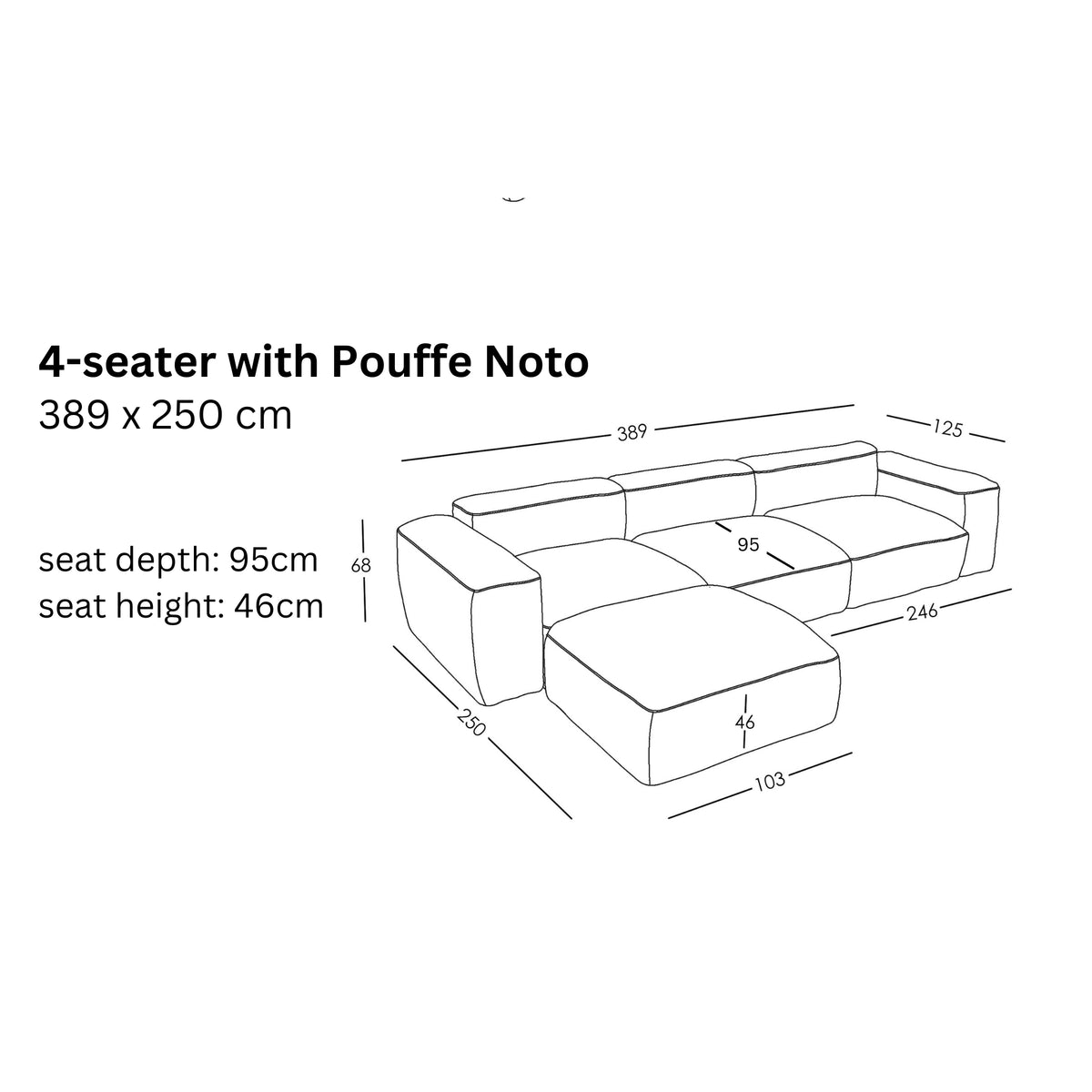 Modular Sofa Noto (4-seater) with Pouffe