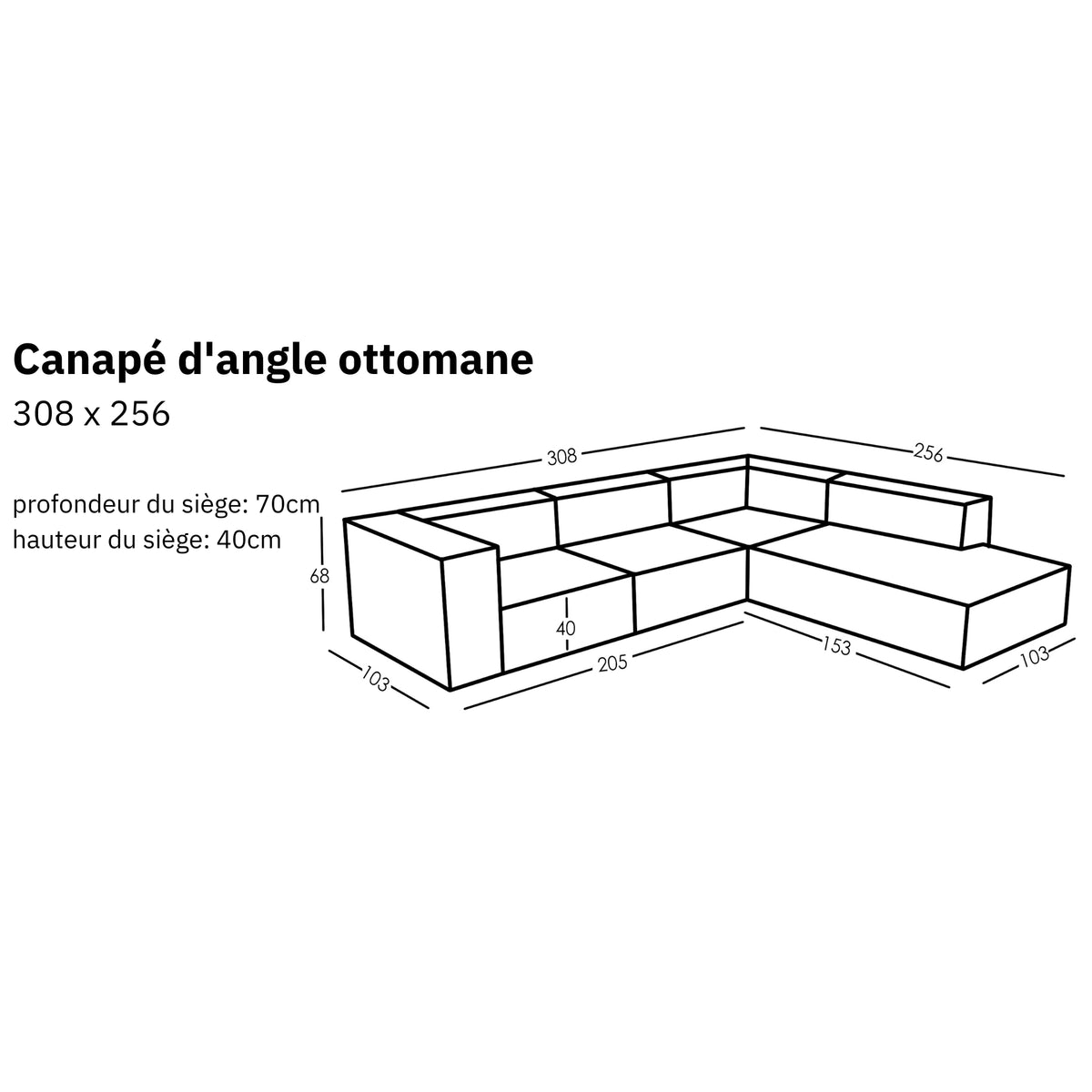 Canapé d'angle modulaire ottomane Sewilla