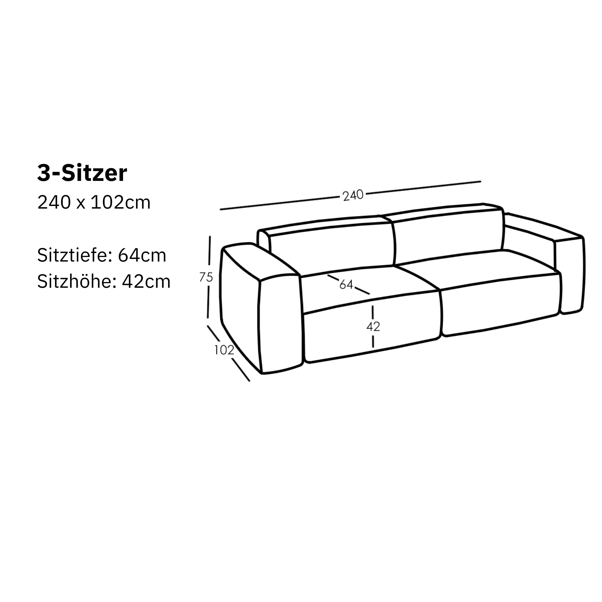 Modulares Sofa Ventora (3 Sitzer)