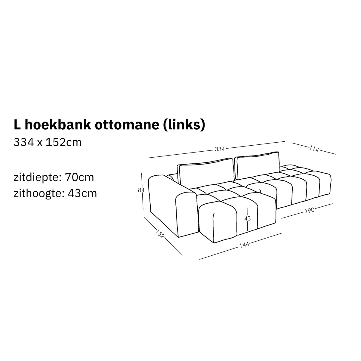 Modulaire L hoekbank ottomane Comora