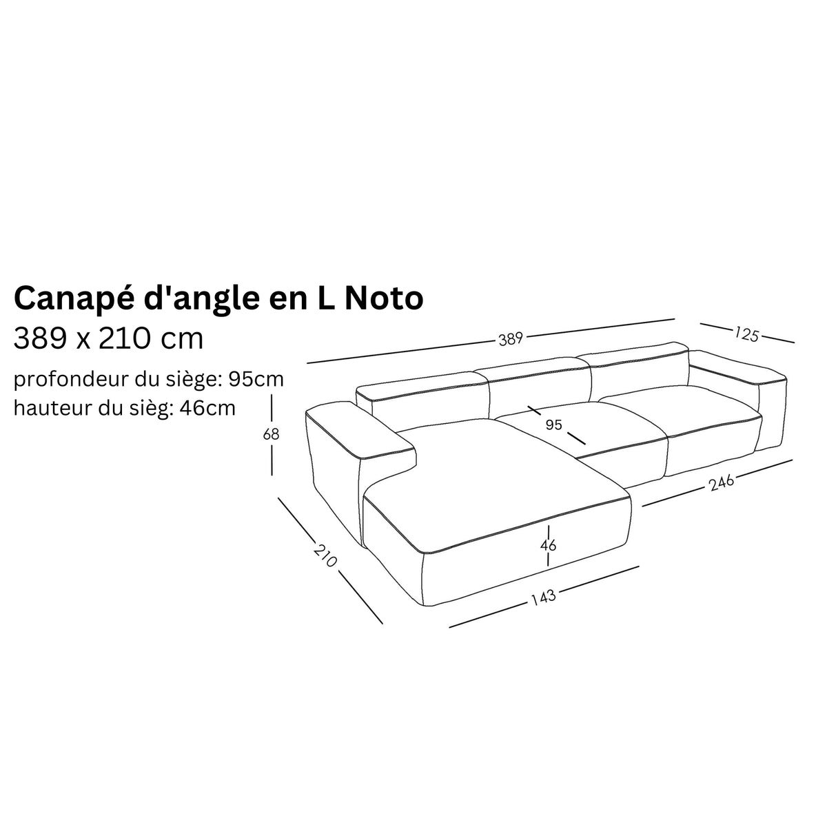 Canapé d'angle modulaire en L Noto