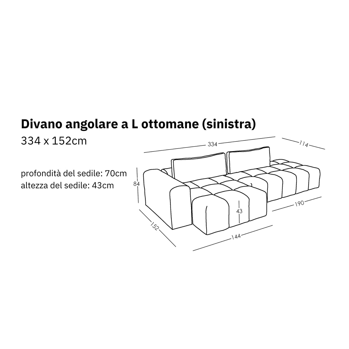 Divano angolare modulare a L ottomane Comora