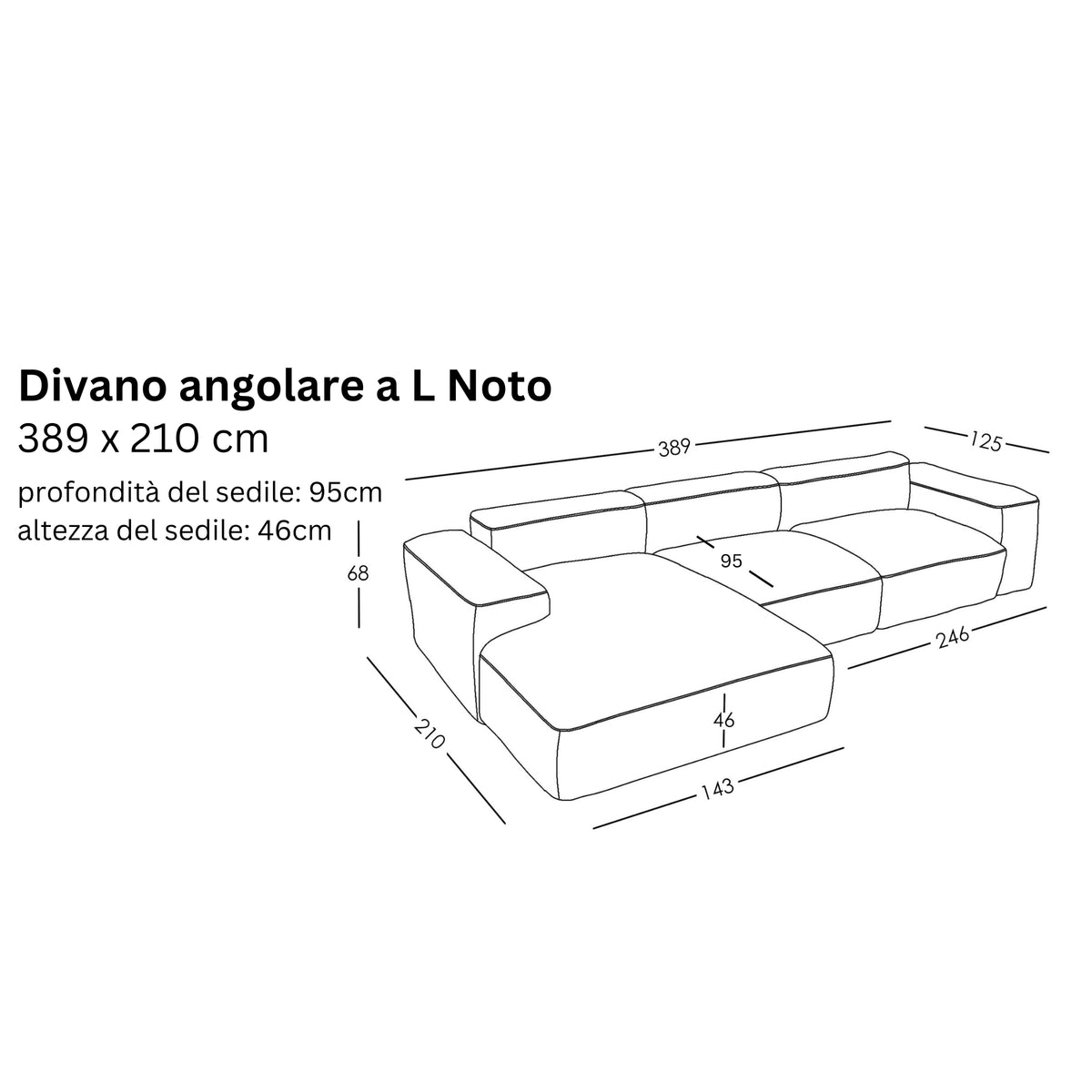 Divano angolare modulare a L Noto