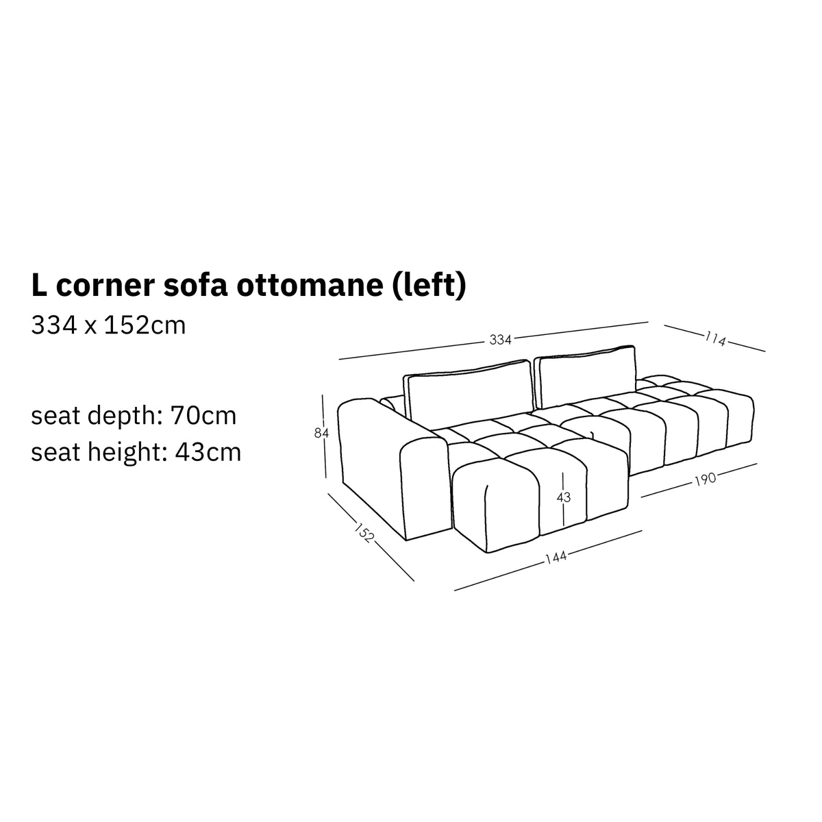 Modular L Corner Sofa Ottomane Comora