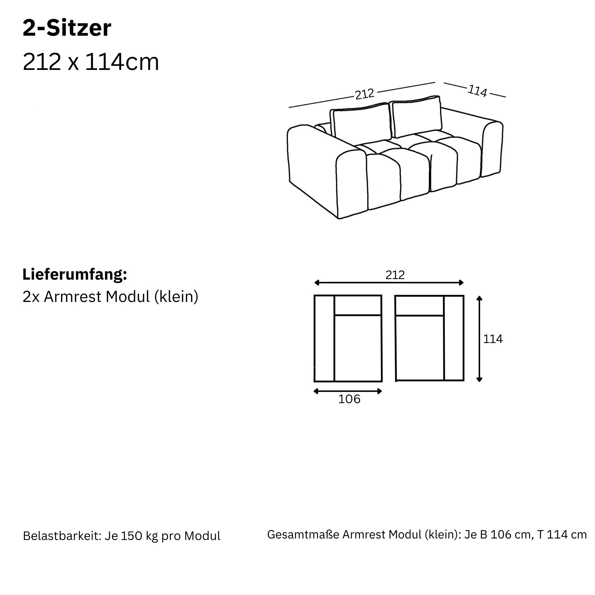 Modulares Sofa Comora (2-Sitzer)