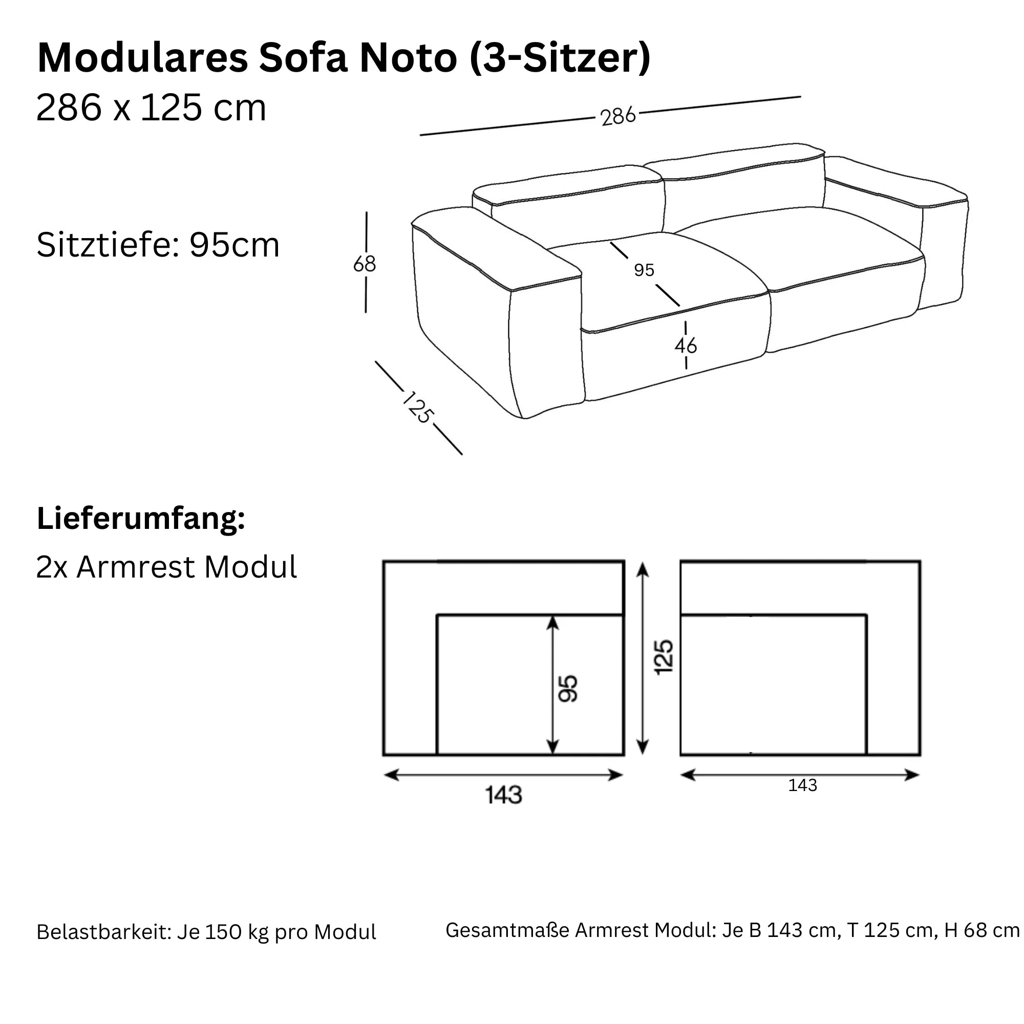 Modulares Sofa Noto (3-Sitzer)