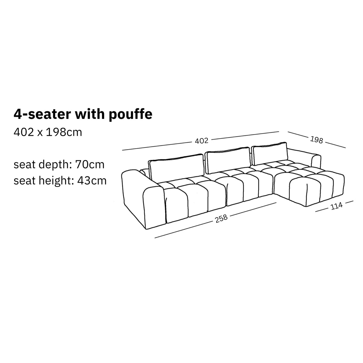 Modular Sofa Comora (4-seater) with Pouffe
