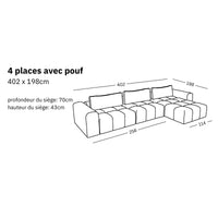 Canapé modulaire Comora (4 places) avec pouf