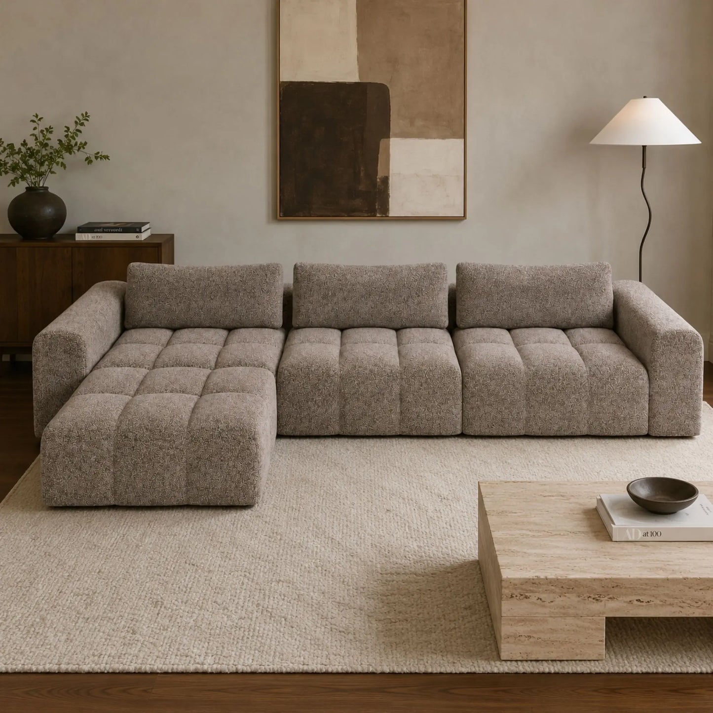 Modulares Sofa Comora (4-Sitzer) mit Pouffe