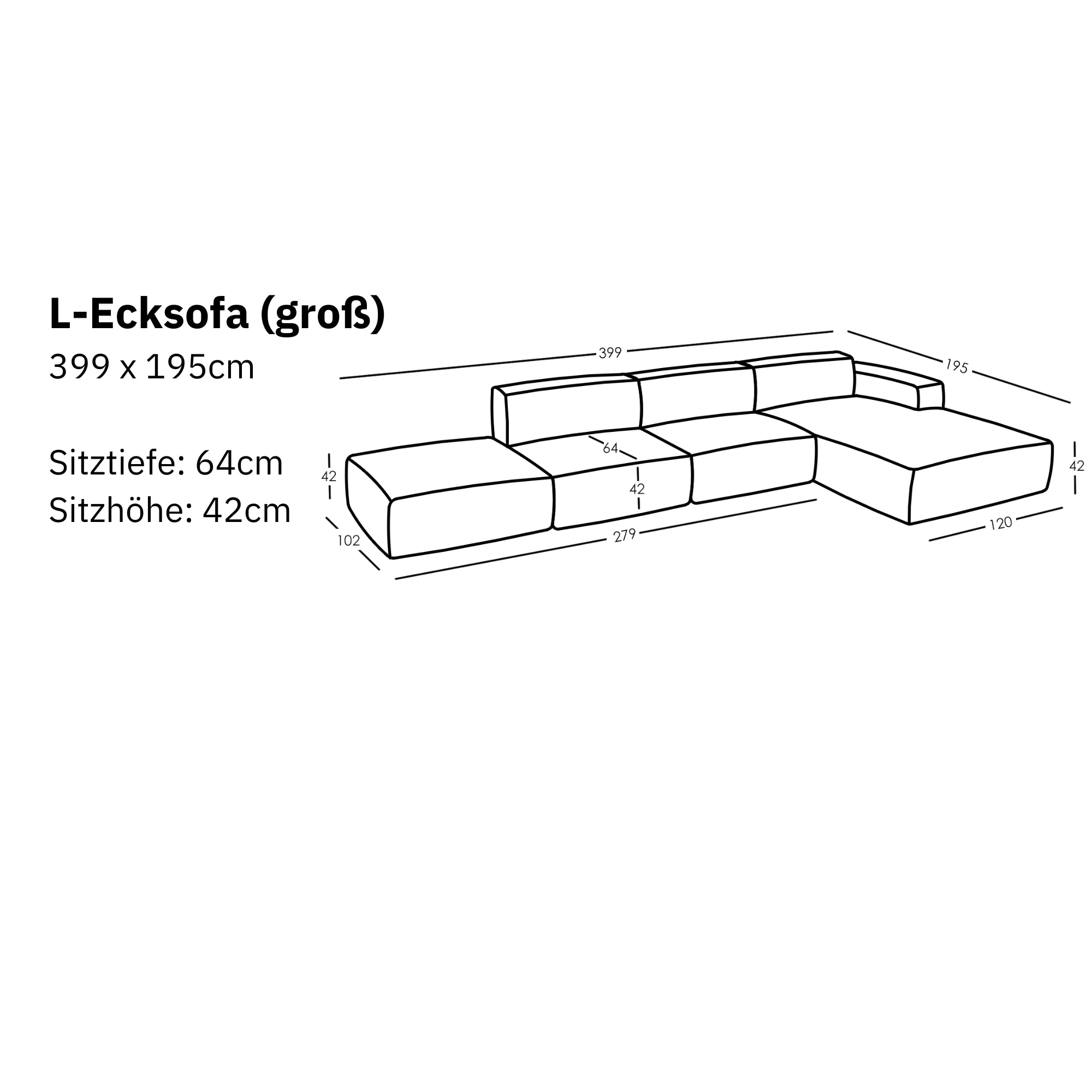 Canapé d'angle modulable en L Ventora (grand)