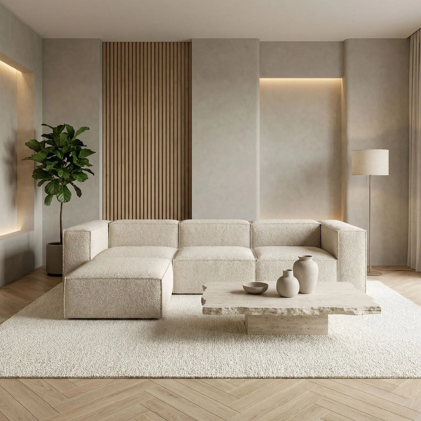 Modulares Sofa Sewilla (4-Sitzer) mit Pouffe