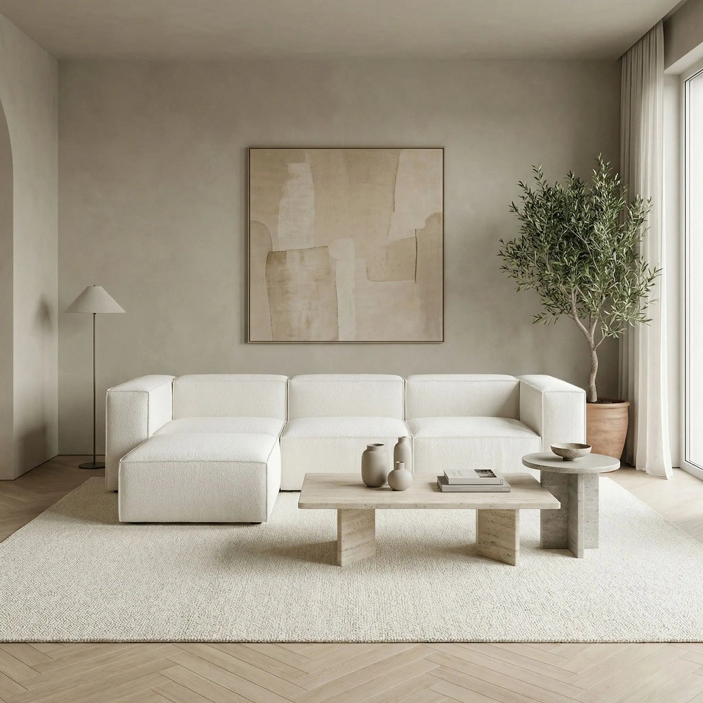 Modulares Sofa Sewilla (4-Sitzer) mit Pouffe