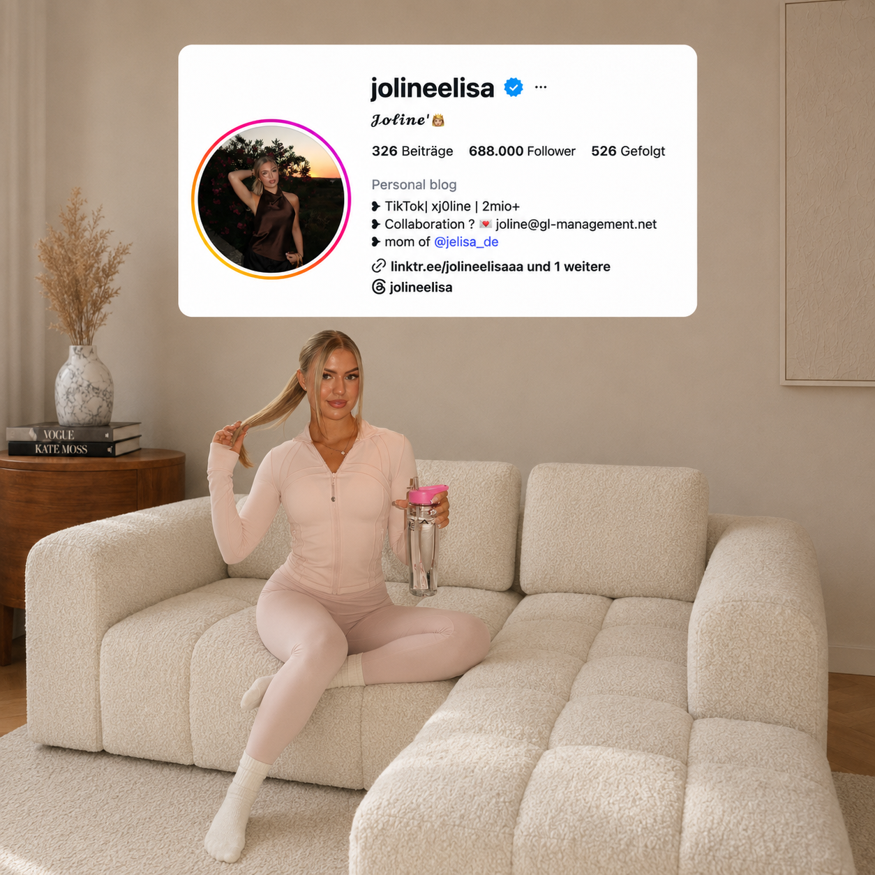 Modulares Sofa Comora (4-Sitzer) mit Pouffe